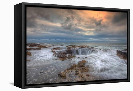 Standing at Thor's Well, Oregon Coast-Vincent James-Framed Stretched Canvas
