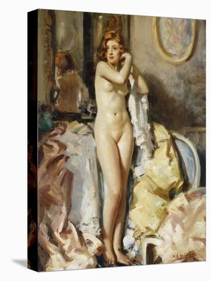 Standing before Mirror, Red Head, (Oil on Canvas)-Wilfred Gabriel de Glehn-Stretched Canvas