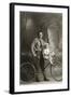 Standing Bicyclist with Little Girl on Handlebars-null-Framed Art Print