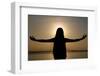 Standing by the sea at sunset doing yoga pose and meditation. Kep. Cambodia-null-Framed Photographic Print