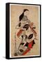 Standing Courtesan, Pub. 1710, (Kakemono-E Size, Hand-Coloured Woodblock Print)-Kaigetsudo Anchi-Framed Stretched Canvas