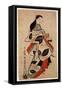 Standing Courtesan, Pub. 1710, (Kakemono-E Size, Hand-Coloured Woodblock Print)-Kaigetsudo Anchi-Framed Stretched Canvas