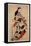 Standing Courtesan, Pub. 1710, (Kakemono-E Size, Hand-Coloured Woodblock Print)-Kaigetsudo Anchi-Framed Stretched Canvas