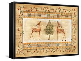 Standing Deer with Tree-Cheri Blum-Framed Stretched Canvas