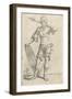 Standing Exotic Warrior Wearing a Lion-Head Cap, Holding a Mace and Shield, C.1656-57 (Etching on L-Salvator Rosa-Framed Giclee Print