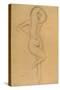 Standing Female Nude with Raised Right Leg-Gustav Klimt-Stretched Canvas