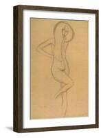 Standing Female Nude with Raised Right Leg-Gustav Klimt-Framed Giclee Print