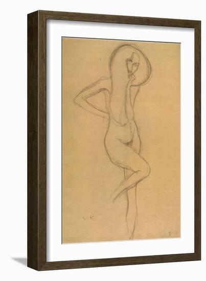 Standing Female Nude with Raised Right Leg-Gustav Klimt-Framed Giclee Print