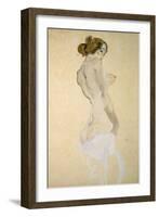 Standing Female Nude with White Shirt, 1912-Egon Schiele-Framed Giclee Print