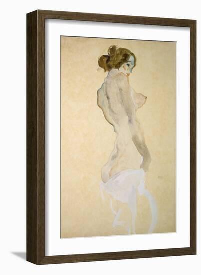 Standing Female Nude with White Shirt, 1912-Egon Schiele-Framed Giclee Print