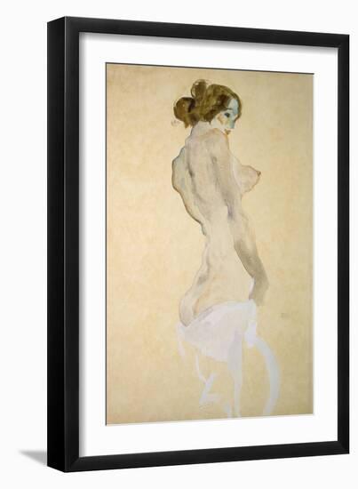 Standing Female Nude with White Shirt, 1912-Egon Schiele-Framed Giclee Print