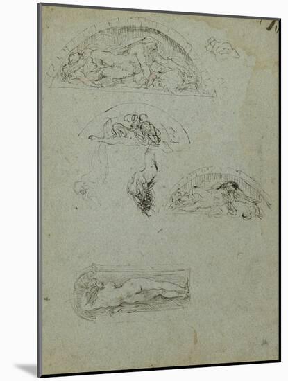 Standing Figure in a Niche and Studies for the Ugolino Group, 1857-58-Jean-Baptiste Carpeaux-Mounted Giclee Print