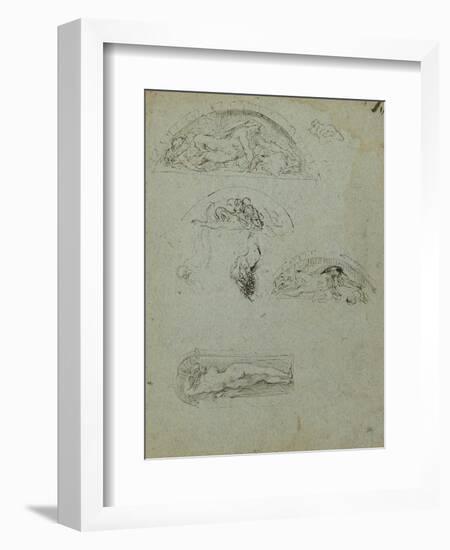 Standing Figure in a Niche and Studies for the Ugolino Group, 1857-58-Jean-Baptiste Carpeaux-Framed Giclee Print