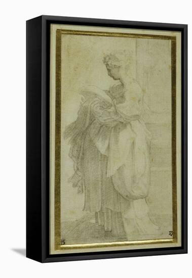 Standing Figure of a Girl with Bulky Draperies-Parmigianino-Framed Stretched Canvas