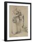 Standing Figure of a Woman Holding a Child, 1502 (Pen and Indian Ink on Discoloured Brownish Paper)-Albrecht Dürer-Framed Giclee Print