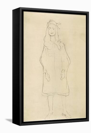 Standing Girl in Coat 2-Gustav Klimt-Framed Stretched Canvas