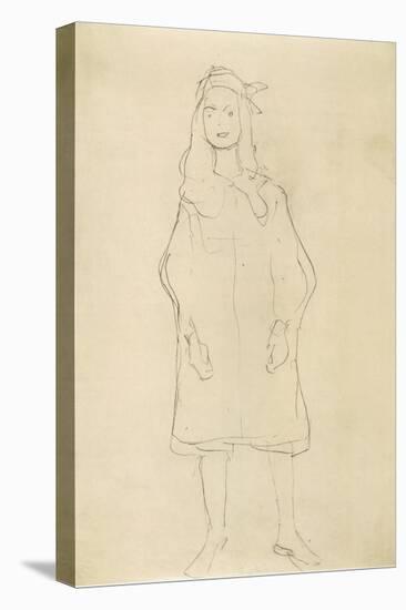 Standing Girl in Coat 2-Gustav Klimt-Stretched Canvas