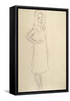 Standing Girl in Coat with Hand on Hip-Gustav Klimt-Framed Stretched Canvas