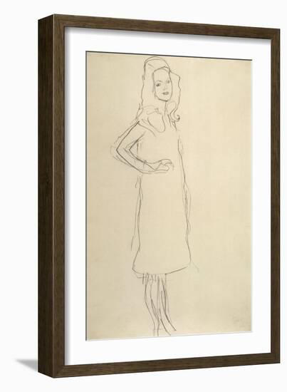 Standing Girl in Coat with Hand on Hip-Gustav Klimt-Framed Giclee Print