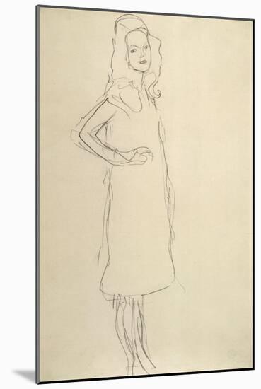 Standing Girl in Coat with Hand on Hip-Gustav Klimt-Mounted Giclee Print