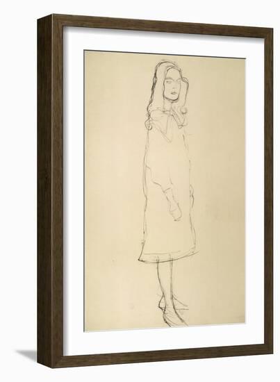 Standing Girl in Coat-Gustav Klimt-Framed Giclee Print