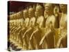 Standing Gold-Colored Buddha Statues at a Buddhist Shrine, Foukuangshan Temple, Taiwan-Steve Satushek-Stretched Canvas