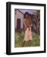 Standing Gypsy with Children; Stehende Zigeunerin Mit Kind, 1927-Otto Muller or Mueller-Framed Giclee Print