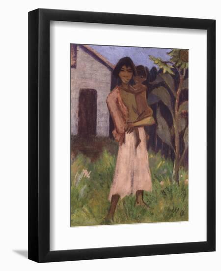 Standing Gypsy with Children; Stehende Zigeunerin Mit Kind, 1927-Otto Muller or Mueller-Framed Giclee Print