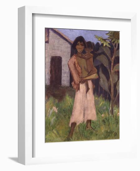 Standing Gypsy with Children; Stehende Zigeunerin Mit Kind, 1927-Otto Muller or Mueller-Framed Giclee Print