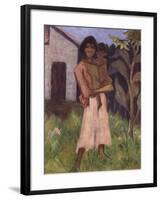 Standing Gypsy with Children; Stehende Zigeunerin Mit Kind, 1927-Otto Muller or Mueller-Framed Giclee Print