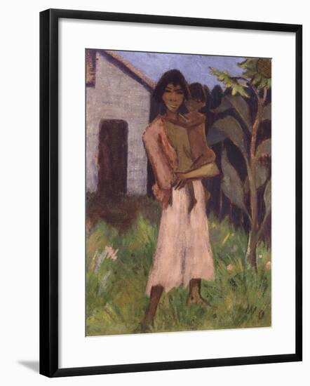 Standing Gypsy with Children; Stehende Zigeunerin Mit Kind, 1927-Otto Muller or Mueller-Framed Giclee Print