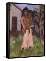 Standing Gypsy with Children; Stehende Zigeunerin Mit Kind, 1927-Otto Muller or Mueller-Framed Stretched Canvas