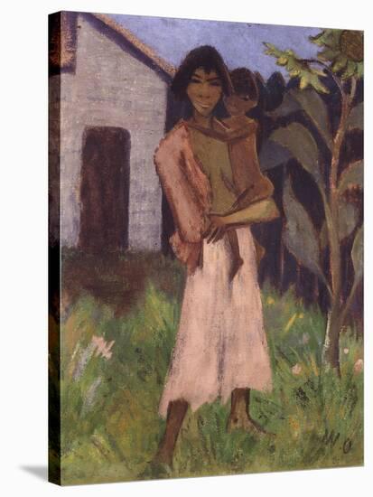 Standing Gypsy with Children; Stehende Zigeunerin Mit Kind, 1927-Otto Muller or Mueller-Stretched Canvas