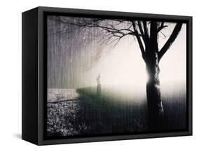 Standing in the Rain under Tree-Jan Lakey-Framed Stretched Canvas