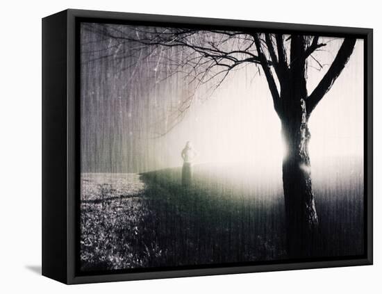 Standing in the Rain under Tree-Jan Lakey-Framed Stretched Canvas