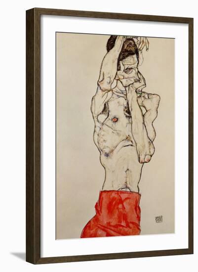 Standing Male Nude with Red Loincloth, 1914-Egon Schiele-Framed Giclee Print