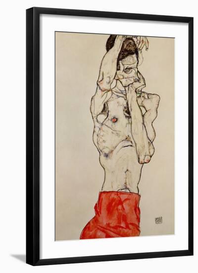 Standing Male Nude with Red Loincloth, 1914-Egon Schiele-Framed Giclee Print