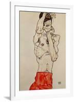 Standing Male Nude with Red Loincloth, 1914-Egon Schiele-Framed Giclee Print