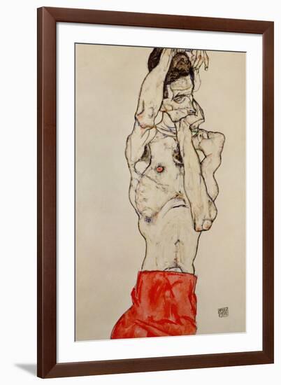 Standing Male Nude with Red Loincloth, 1914-Egon Schiele-Framed Giclee Print