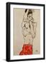 Standing Male Nude with Red Loincloth, 1914-Egon Schiele-Framed Premium Giclee Print