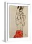 Standing Male Nude with Red Loincloth, 1914-Egon Schiele-Framed Premium Giclee Print