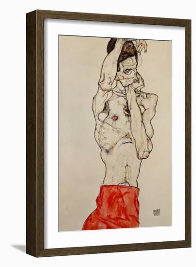 Standing Male Nude with Red Loincloth, 1914-Egon Schiele-Framed Giclee Print