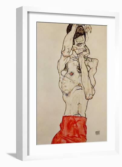 Standing Male Nude with Red Loincloth, 1914-Egon Schiele-Framed Giclee Print