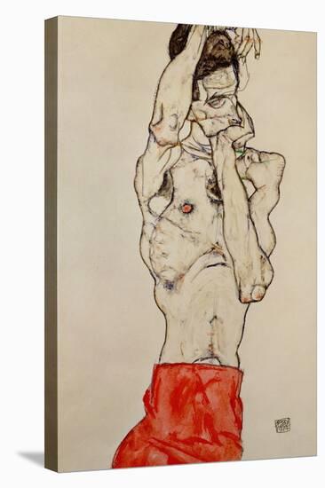 Standing Male Nude with Red Loincloth, 1914-Egon Schiele-Stretched Canvas