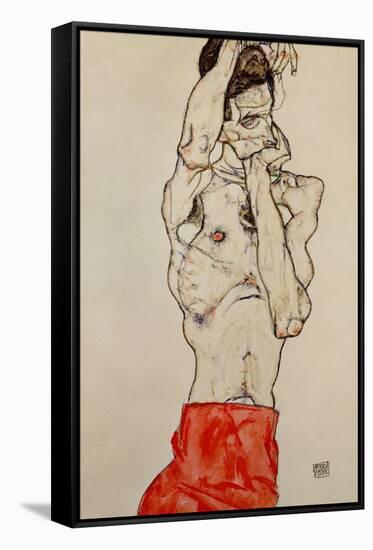 Standing Male Nude with Red Loincloth, 1914-Egon Schiele-Framed Stretched Canvas