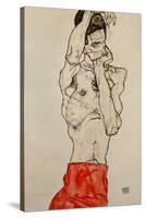 Standing Male Nude with Red Loincloth, 1914-Egon Schiele-Stretched Canvas