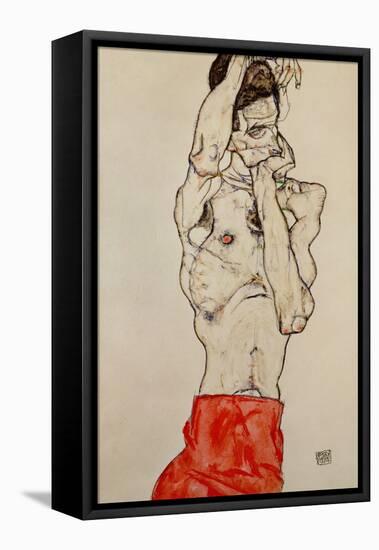 Standing Male Nude with Red Loincloth, 1914-Egon Schiele-Framed Stretched Canvas