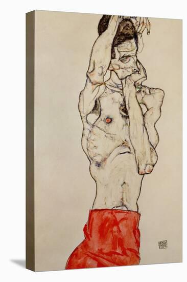 Standing Male Nude with Red Loincloth, 1914-Egon Schiele-Stretched Canvas