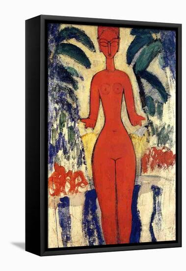 Standing Nude, 1913 (Oil on Board)-Amedeo Modigliani-Framed Stretched Canvas