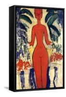 Standing Nude, 1913 (Oil on Board)-Amedeo Modigliani-Framed Stretched Canvas